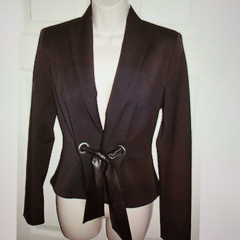 Cache Brown Tie-Front Blazer Jacket Size 2 - image 1